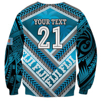 Custom Fiji Rugby Sweatshirt Fijian Warrior With Polynesian Tribal Tattoos LT9 - Polynesian Pride