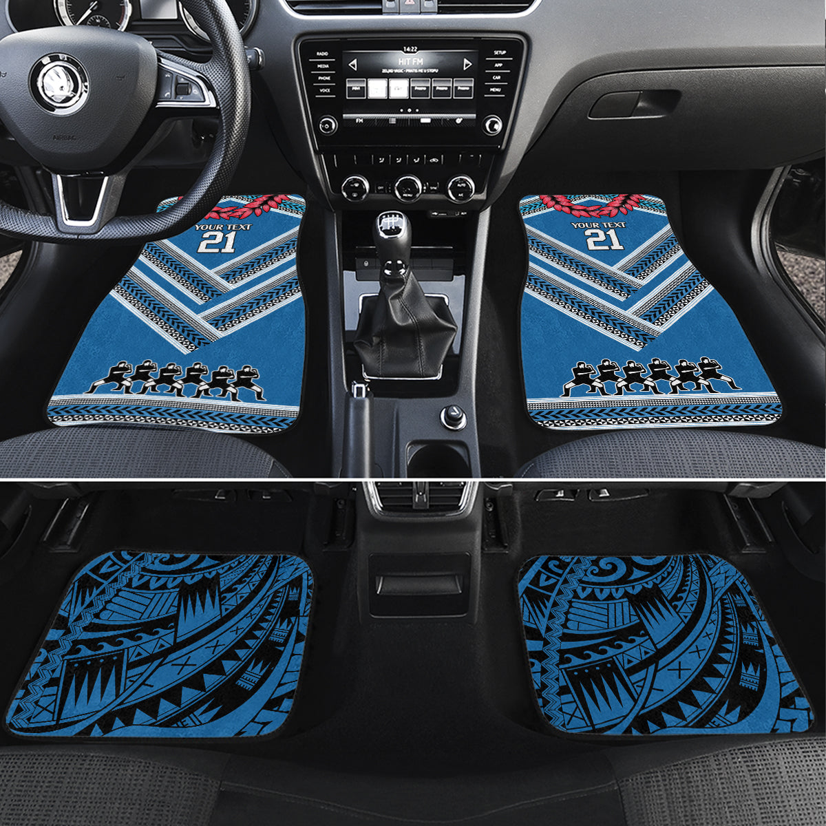 Custom Manuma Samoa Rugby Car Mats Ula fala Samoan Siva Tau Tribal LT9 Set 4pcs Blue - Polynesian Pride