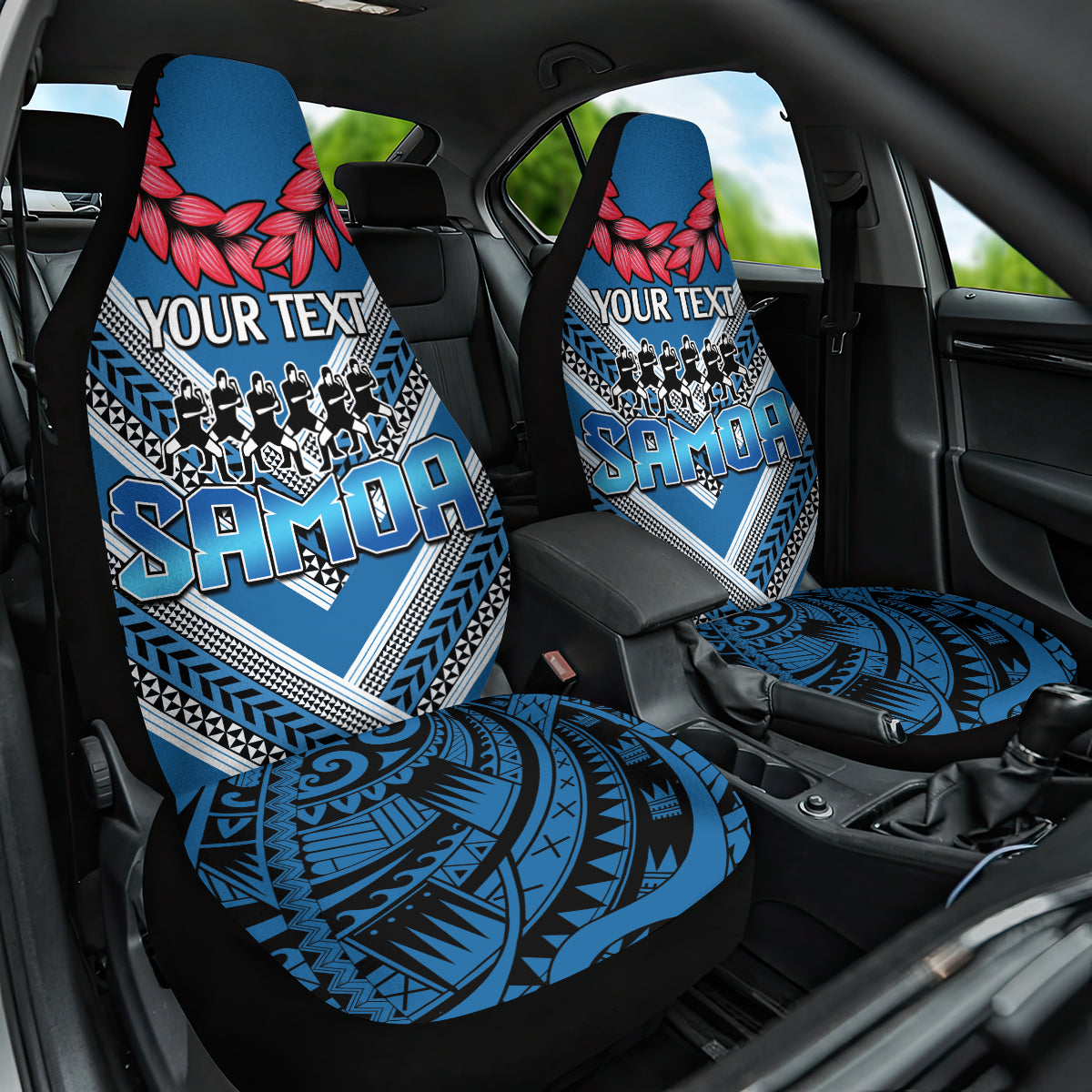 Custom Manuma Samoa Rugby Car Seat Cover Ula fala Samoan Siva Tau Tribal