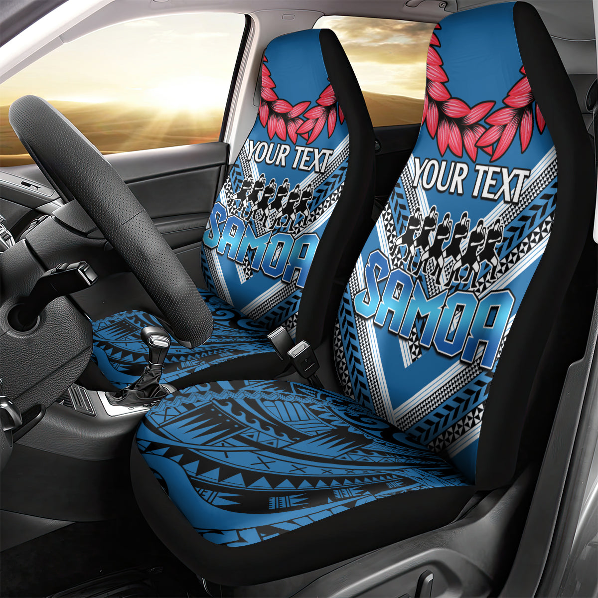 Custom Manuma Samoa Rugby Car Seat Cover Ula fala Samoan Siva Tau Tribal