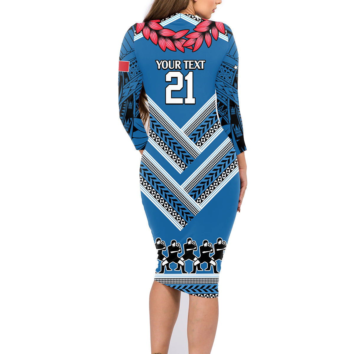 Custom Manuma Samoa Rugby Family Matching Long Sleeve Bodycon Dress and Hawaiian Shirt Ula fala Samoan Siva Tau Tribal