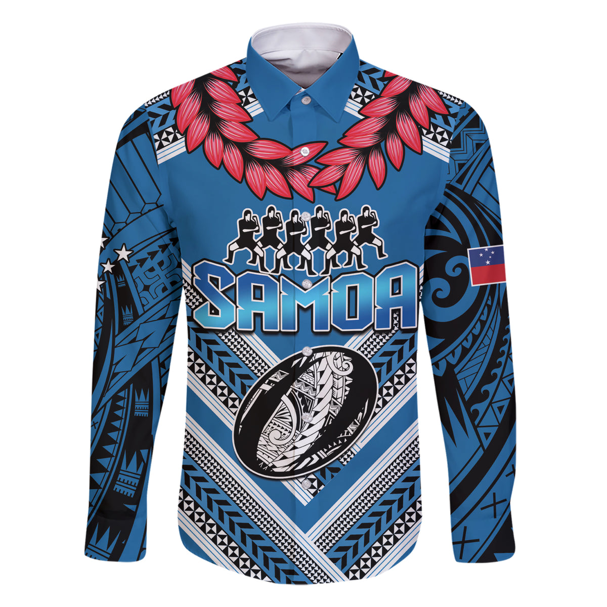 Custom Manuma Samoa Rugby Family Matching Short Sleeve Bodycon Dress and Hawaiian Shirt Ula fala Samoan Siva Tau Tribal