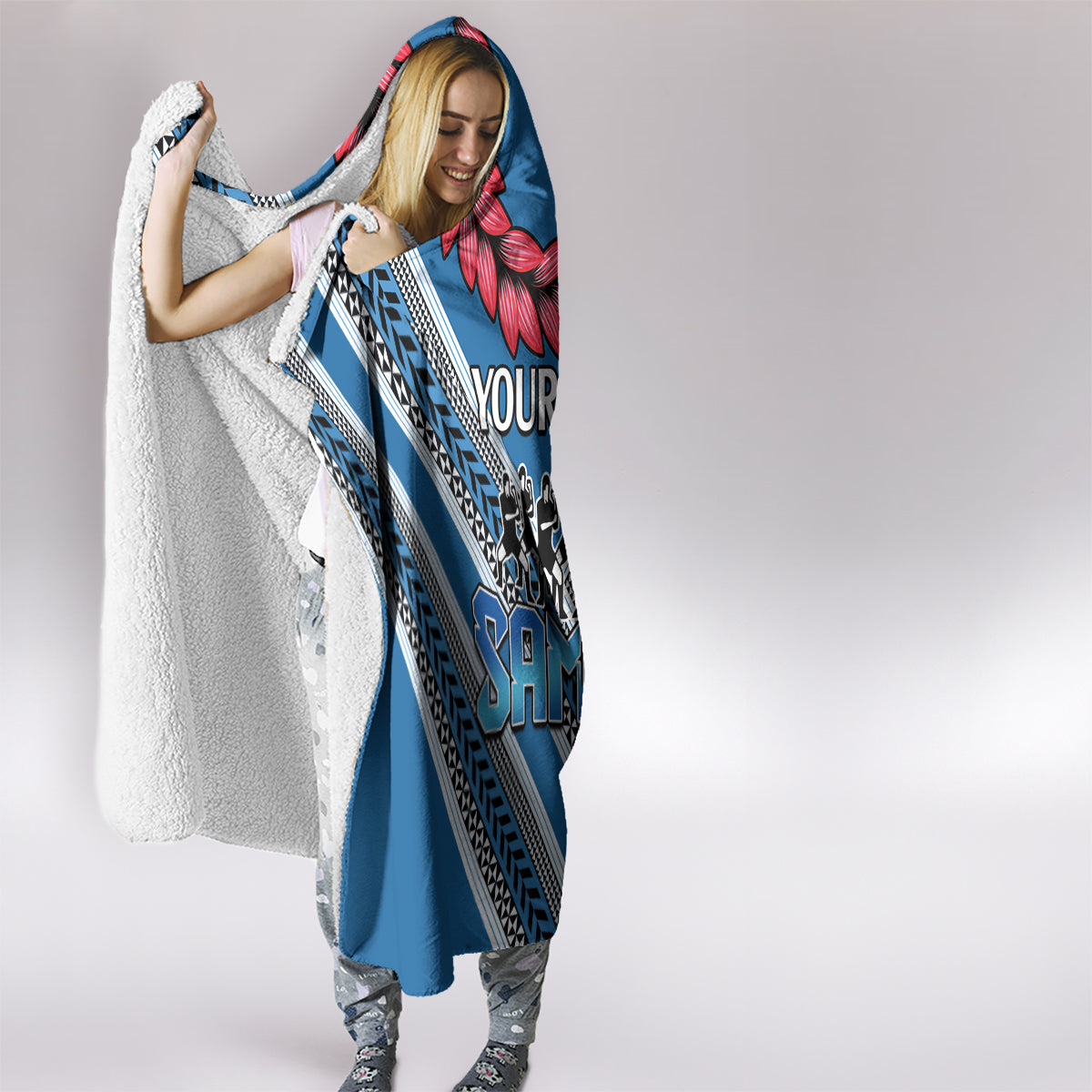 Custom Manuma Samoa Rugby Hooded Blanket Ula fala Samoan Siva Tau Tribal LT9 - Polynesian Pride