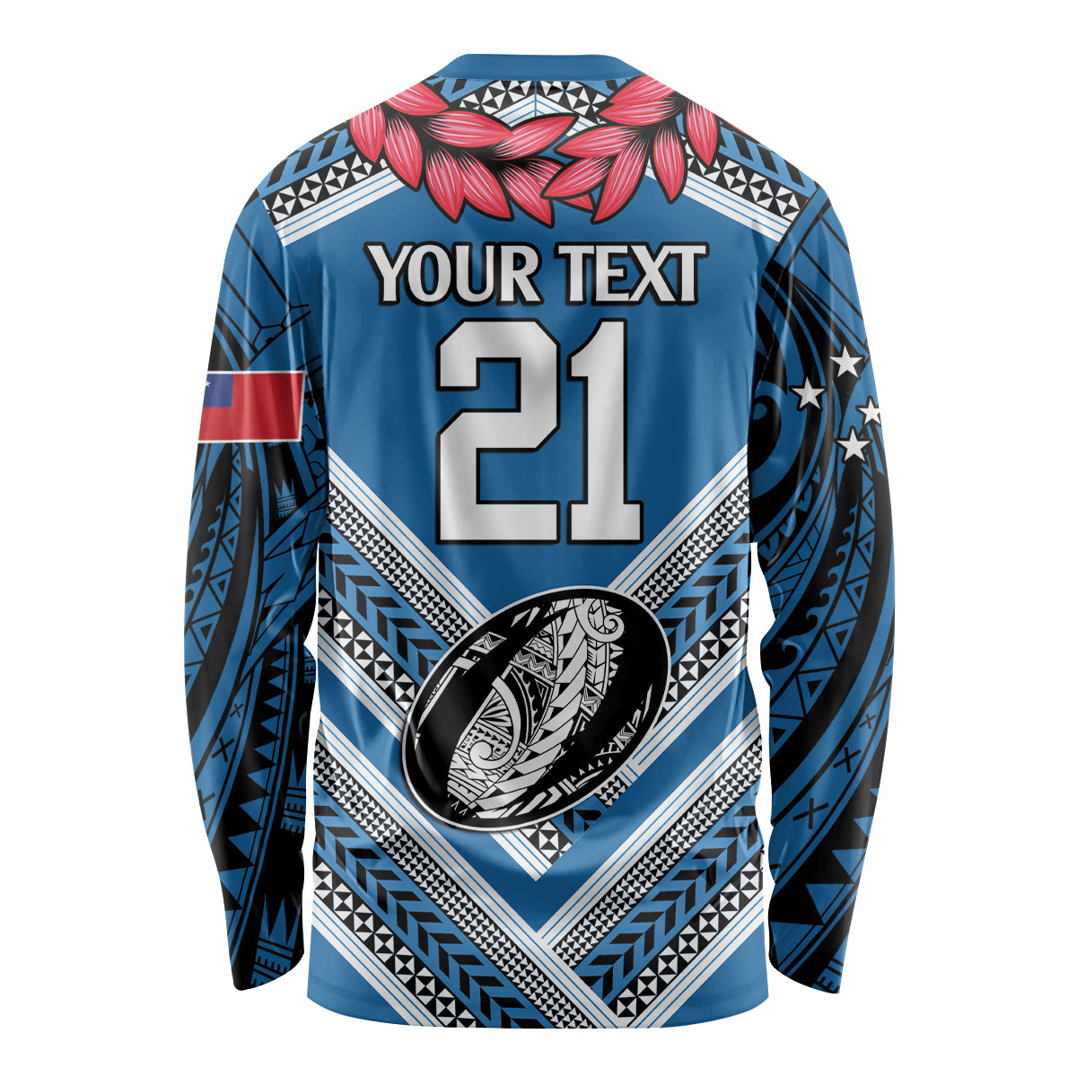 Custom Manuma Samoa Rugby Long Sleeve Shirt Ula fala Samoan Siva Tau Tribal LT9 - Polynesian Pride