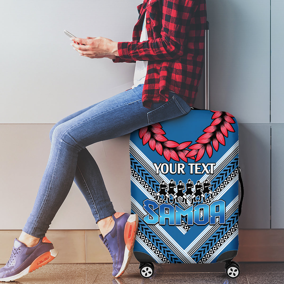 Custom Manuma Samoa Rugby Luggage Cover Ula fala Samoan Siva Tau Tribal LT9 - Polynesian Pride