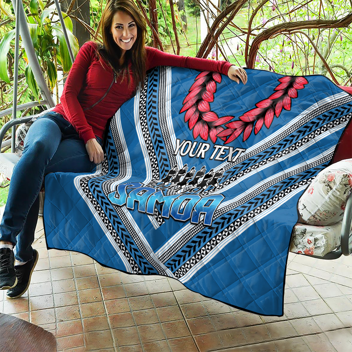 Custom Manuma Samoa Rugby Quilt Ula fala Samoan Siva Tau Tribal LT9 - Polynesian Pride