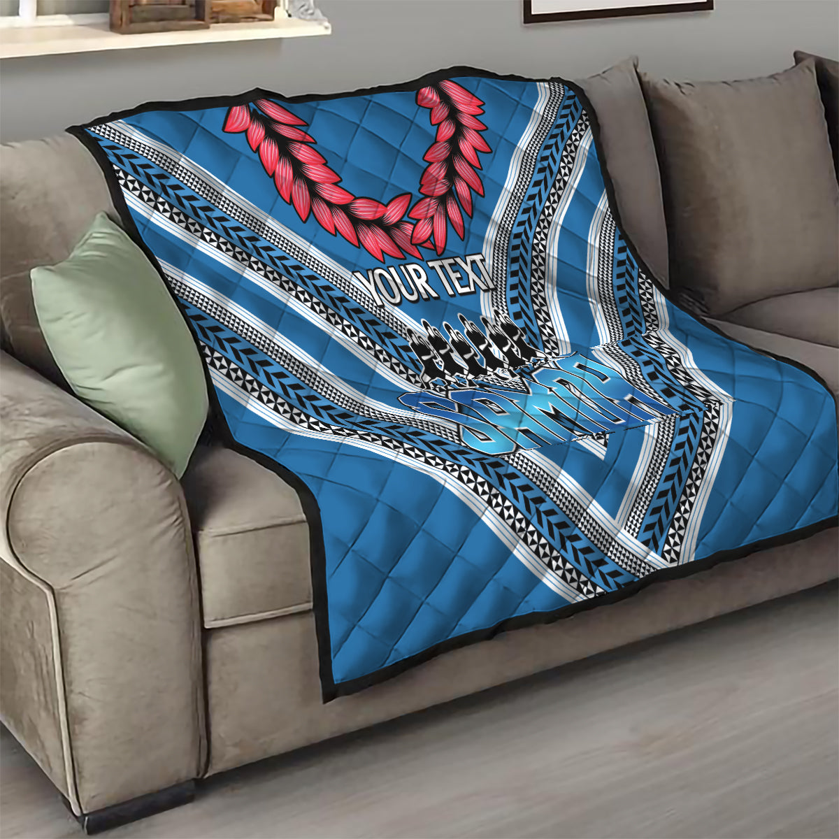 Custom Manuma Samoa Rugby Quilt Ula fala Samoan Siva Tau Tribal LT9 - Polynesian Pride