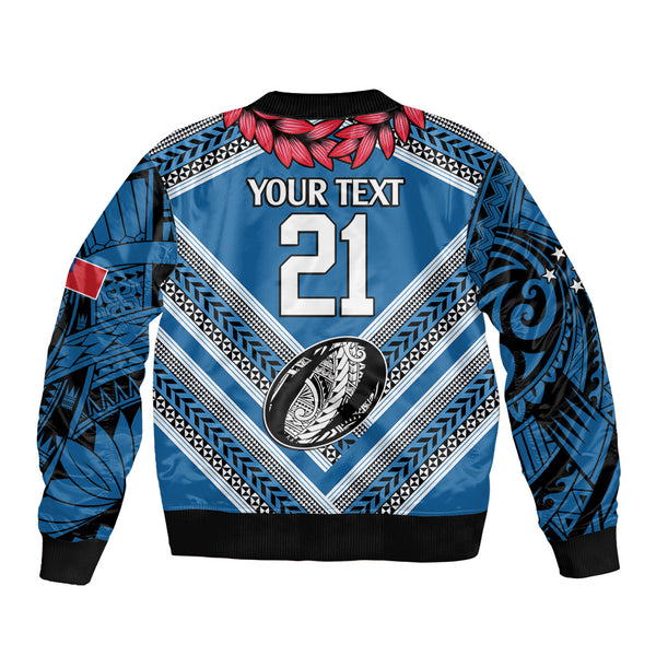 Samoa Rugby Sleeve Zip Bomber Jacket Manu Samoa Ula Fala Dabbing Ball Polynesian Gold Version LT14