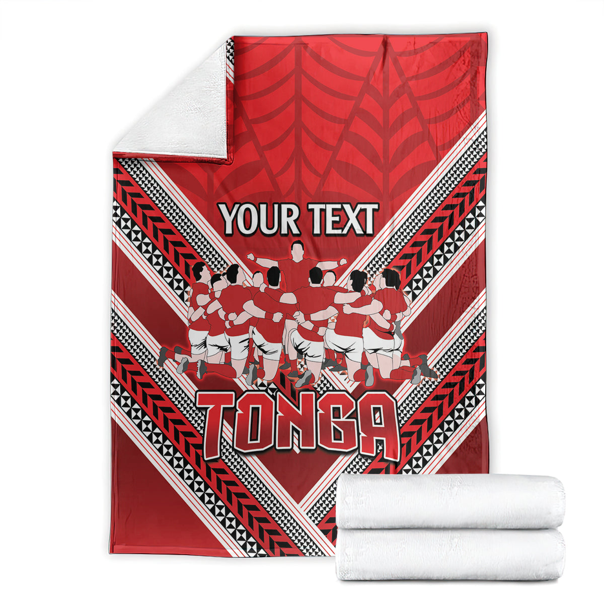 Custom Tonga Rugby Blanket Tonga Sipi Tau Ngatu Tribal Pattern