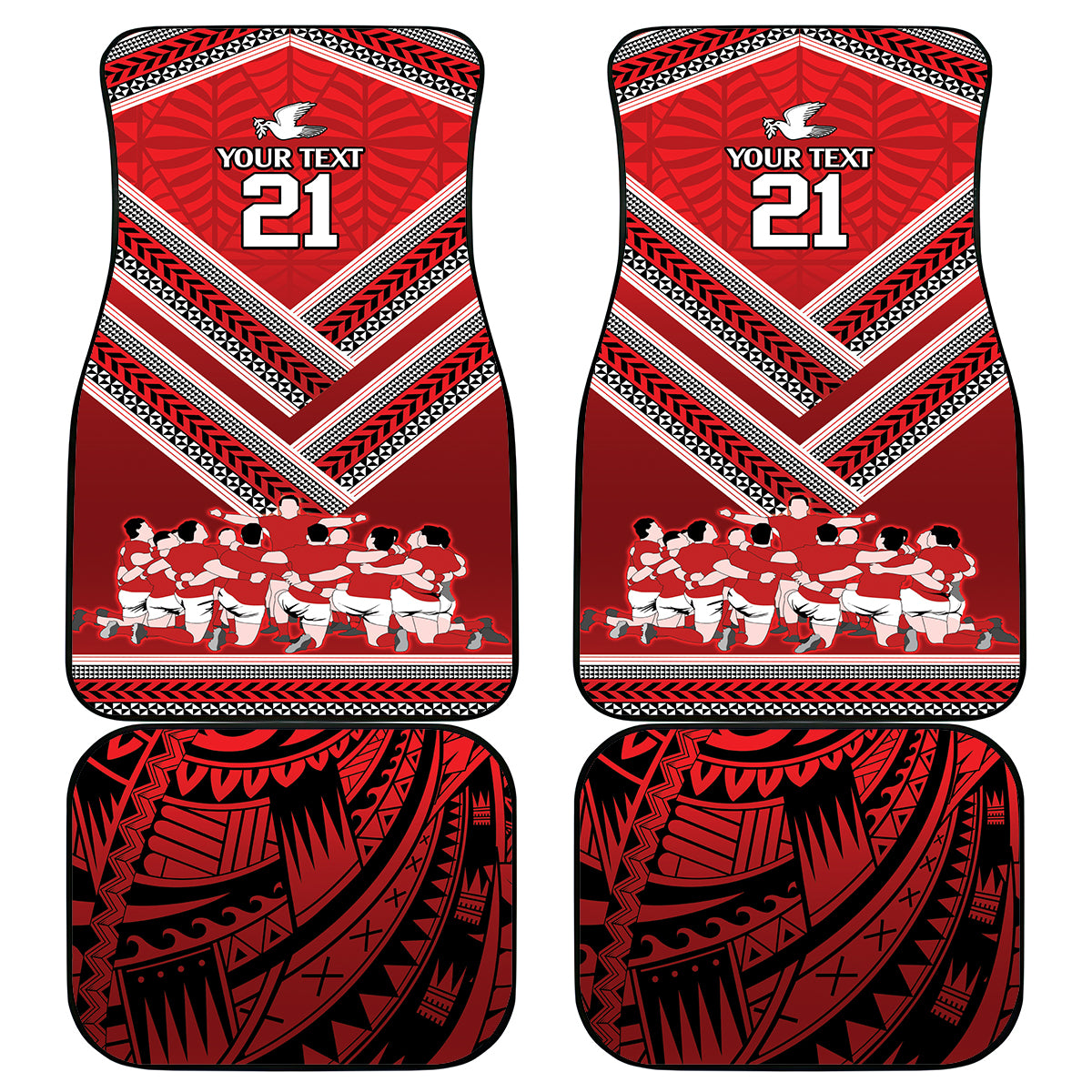 Custom Tonga Rugby Car Mats Tonga Sipi Tau Ngatu Tribal Pattern