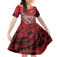 Custom Tonga Rugby Family Matching Off Shoulder Maxi Dress and Hawaiian Shirt Tonga Sipi Tau Ngatu Tribal Pattern LT9 Daughter's Dress Red - Polynesian Pride