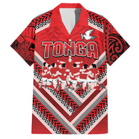 Custom Tonga Rugby Family Matching Off Shoulder Maxi Dress and Hawaiian Shirt Tonga Sipi Tau Ngatu Tribal Pattern LT9 Dad's Shirt - Short Sleeve Red - Polynesian Pride