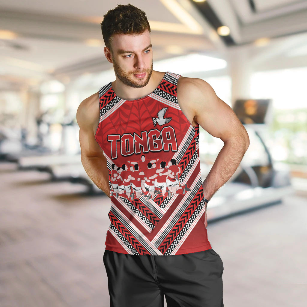 Custom Tonga Rugby Men Tank Top Tonga Sipi Tau Ngatu Tribal Pattern LT9 Red - Polynesian Pride