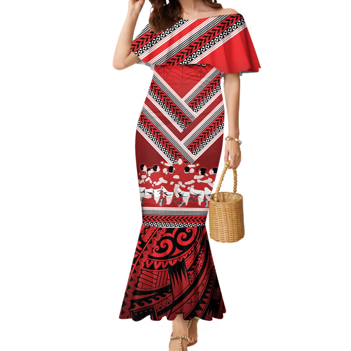 Custom Tonga Rugby Mermaid Dress Tonga Sipi Tau Ngatu Tribal Pattern LT9 Women Red - Polynesian Pride