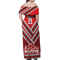 Custom Tonga Rugby Off Shoulder Maxi Dress Tonga Sipi Tau Ngatu Tribal Pattern LT9 - Polynesian Pride