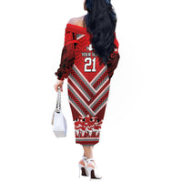 Custom Tonga Rugby Off The Shoulder Long Sleeve Dress Tonga Sipi Tau Ngatu Tribal Pattern