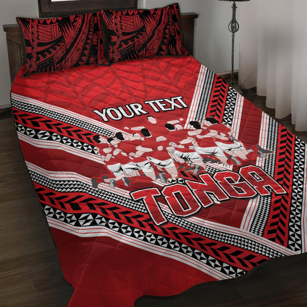 Custom Tonga Rugby Quilt Bed Set Tonga Sipi Tau Ngatu Tribal Pattern