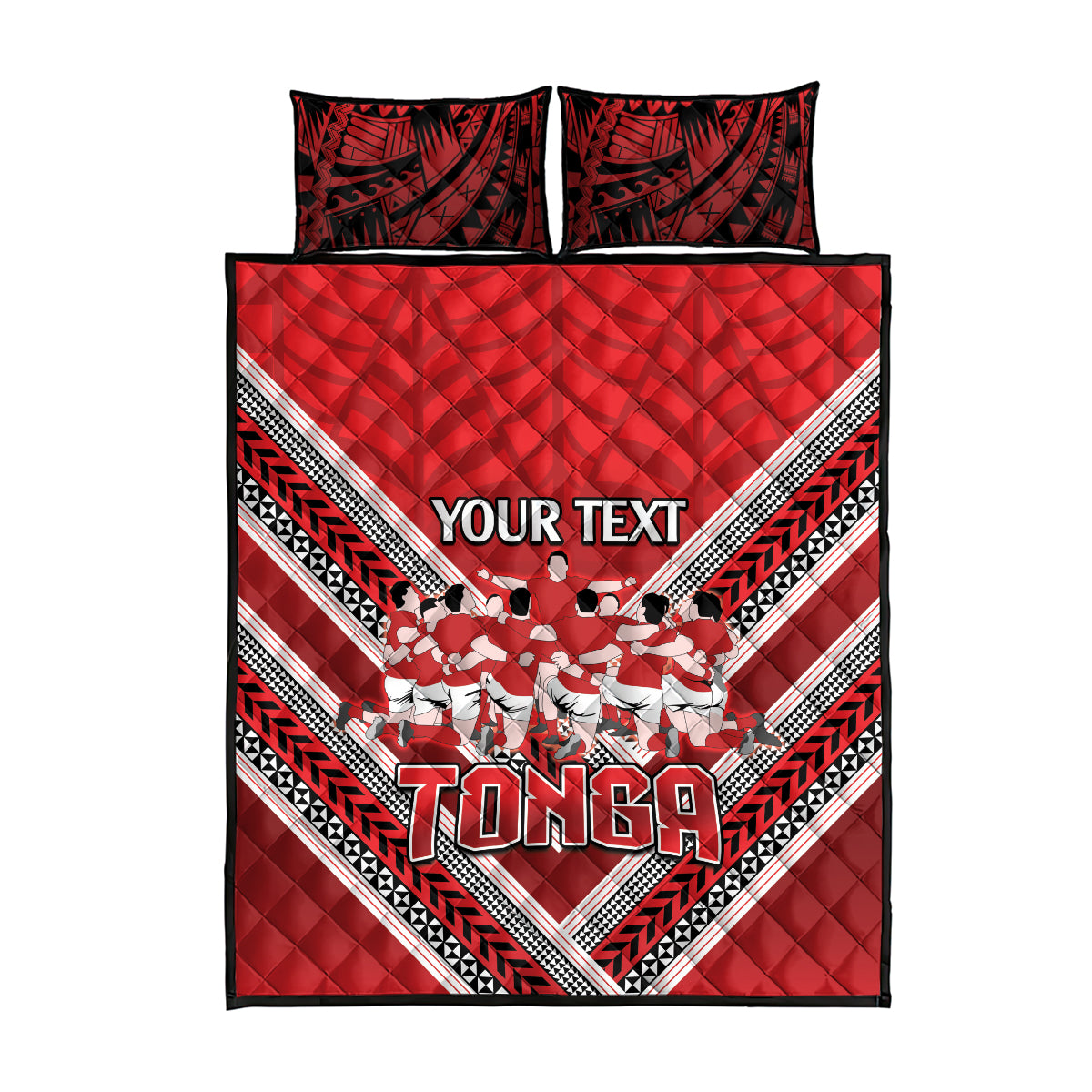 Custom Tonga Rugby Quilt Bed Set Tonga Sipi Tau Ngatu Tribal Pattern