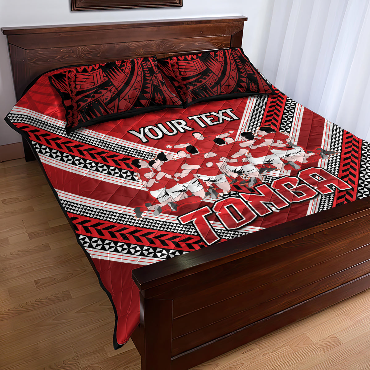 Custom Tonga Rugby Quilt Bed Set Tonga Sipi Tau Ngatu Tribal Pattern
