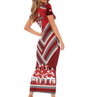 Custom Tonga Rugby Short Sleeve Bodycon Dress Tonga Sipi Tau Ngatu Tribal Pattern LT9 - Polynesian Pride
