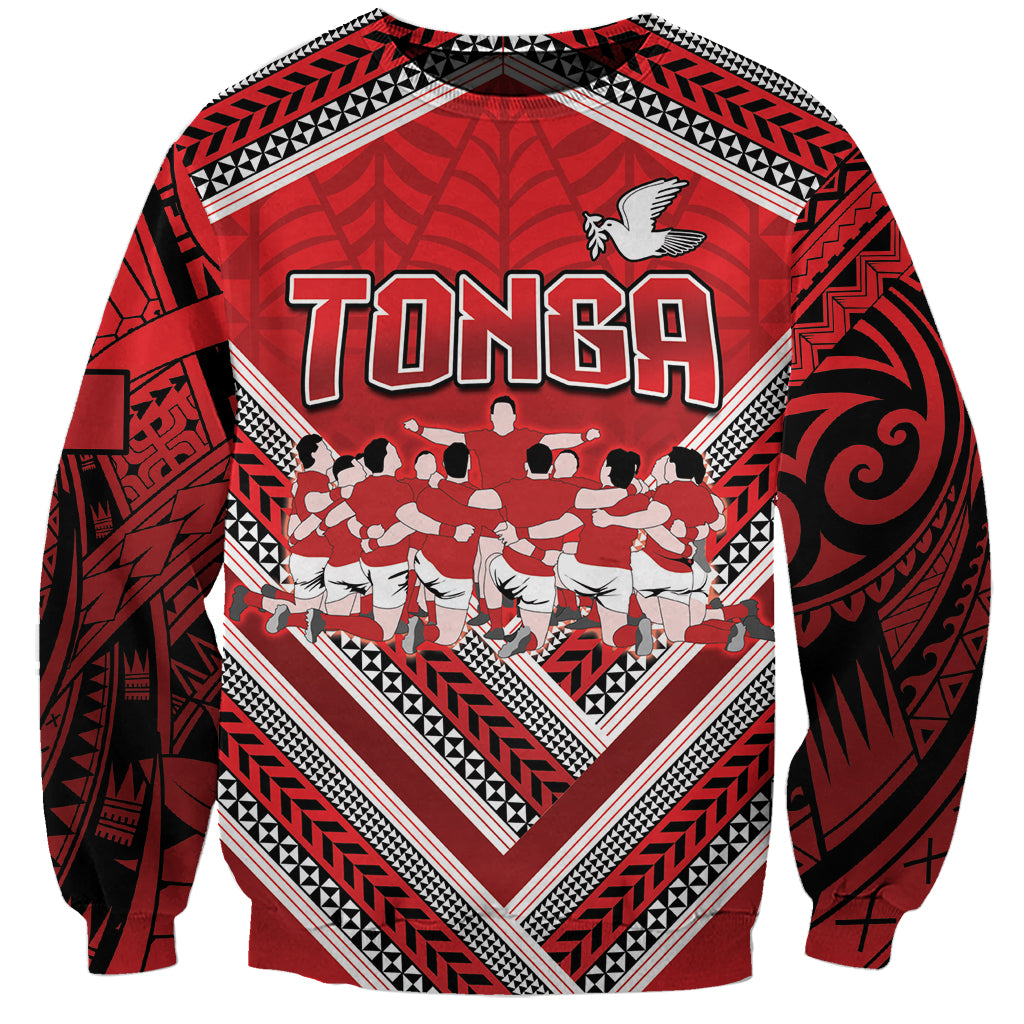 Custom Tonga Rugby Sweatshirt Tonga Sipi Tau Ngatu Tribal Pattern LT9 Unisex Red - Polynesian Pride