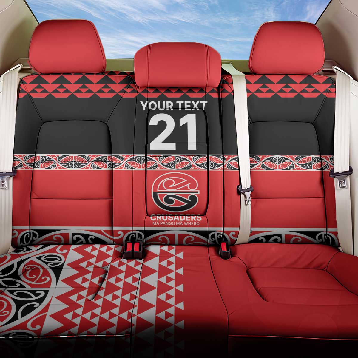 New Zealand Rugby Pacific Custom Back Car Seat Cover Whatumoana Maori Kowhaiwhai Pattern