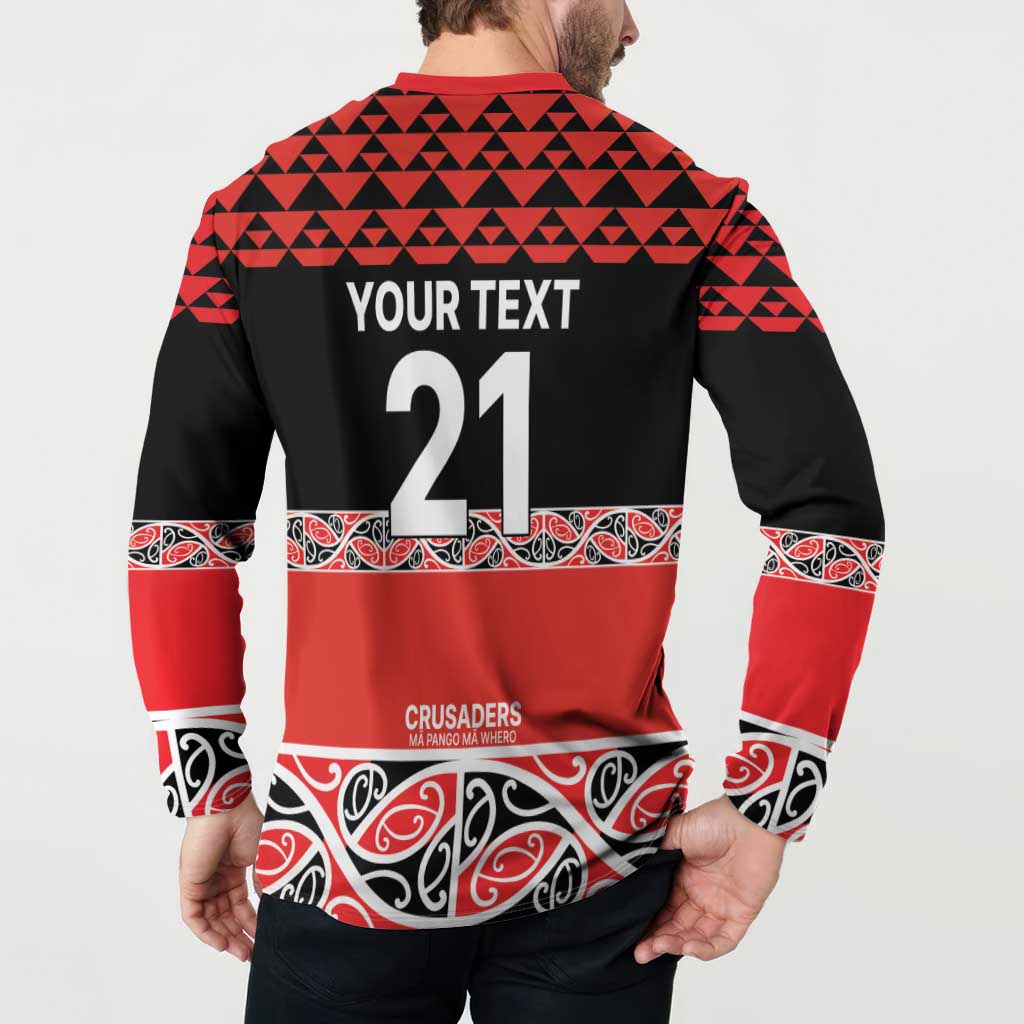New Zealand Rugby Pacific Custom Button Sweatshirt Whatumoana Maori Kowhaiwhai Pattern