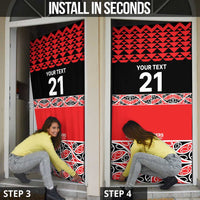 New Zealand Rugby Pacific Custom Door Cover Whatumoana Maori Kowhaiwhai Pattern - Polynesian Pride