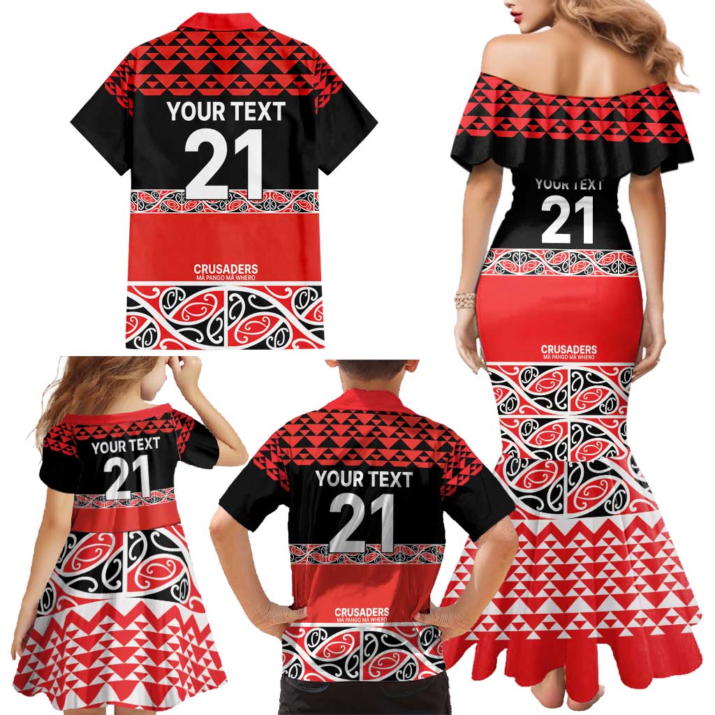 New Zealand Rugby Pacific Custom Family Matching Mermaid Dress and Hawaiian Shirt Whatumoana Maori Kowhaiwhai Pattern