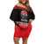 New Zealand Rugby Pacific Custom Family Matching Off Shoulder Short Dress and Hawaiian Shirt Whatumoana Maori Kowhaiwhai Pattern