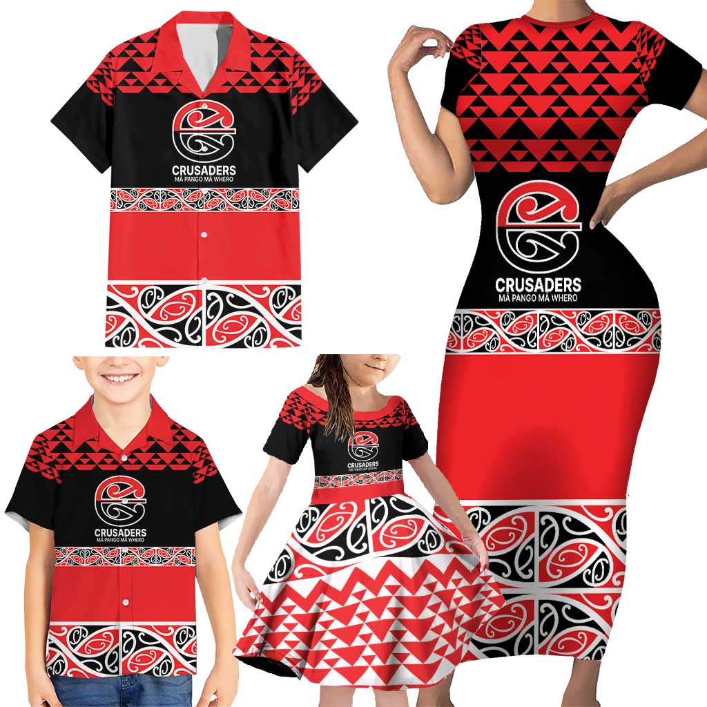 New Zealand Rugby Pacific Custom Family Matching Short Sleeve Bodycon Dress and Hawaiian Shirt Whatumoana Maori Kowhaiwhai Pattern