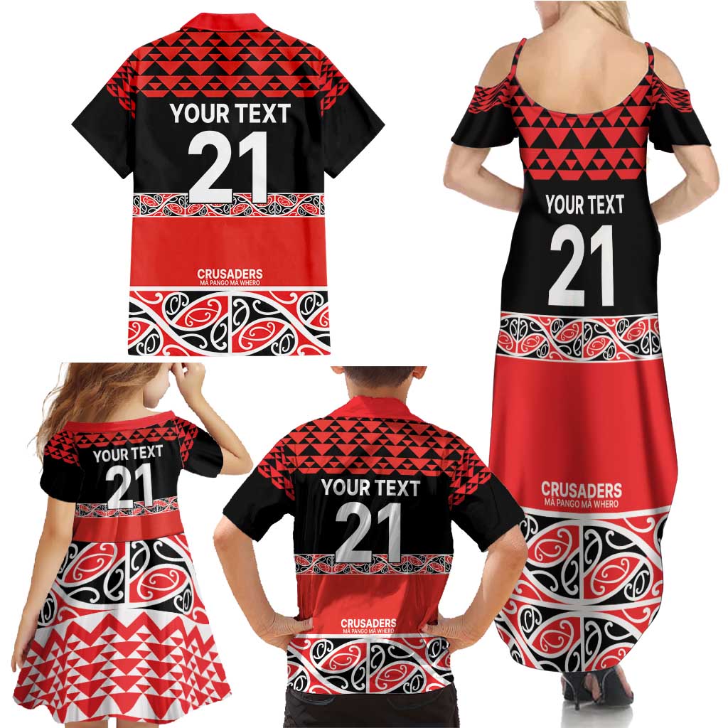 New Zealand Rugby Pacific Custom Family Matching Summer Maxi Dress and Hawaiian Shirt Whatumoana Maori Kowhaiwhai Pattern