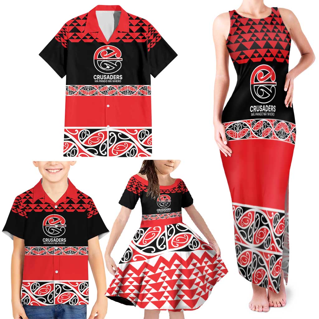 New Zealand Rugby Pacific Custom Family Matching Tank Maxi Dress and Hawaiian Shirt Whatumoana Maori Kowhaiwhai Pattern