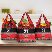 New Zealand Rugby Pacific Custom Grocery Bag Whatumoana Maori Kowhaiwhai Pattern