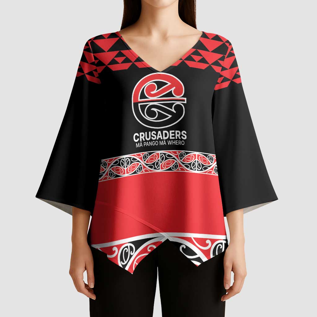 New Zealand Rugby Pacific Custom Kimono Sleeve Blouse Whatumoana Maori Kowhaiwhai Pattern - Polynesian Pride