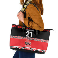 New Zealand Rugby Pacific Custom Leather Tote Bag Whatumoana Maori Kowhaiwhai Pattern