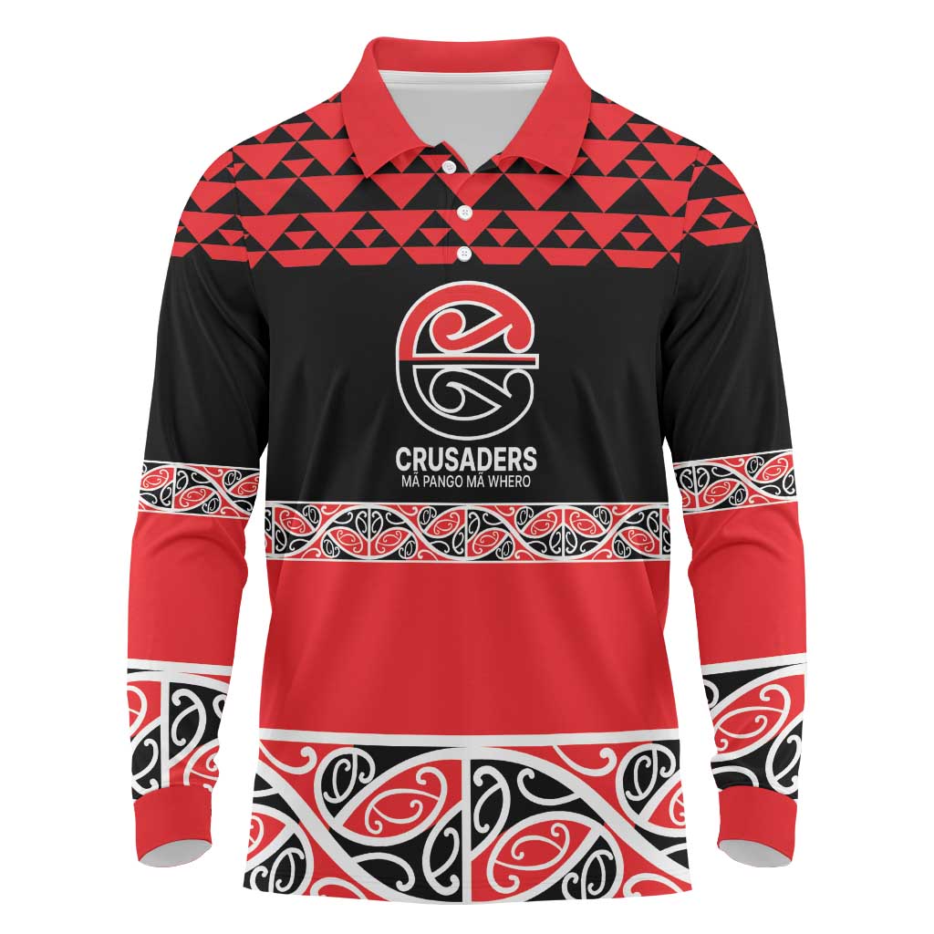 New Zealand Rugby Pacific Custom Long Sleeve Polo Shirt Whatumoana Maori Kowhaiwhai Pattern