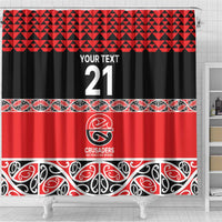 New Zealand Rugby Pacific Custom Shower Curtain Whatumoana Maori Kowhaiwhai Pattern