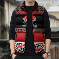 New Zealand Rugby Pacific Custom Sleeveless Puffer Jacket Whatumoana Maori Kowhaiwhai Pattern - Polynesian Pride