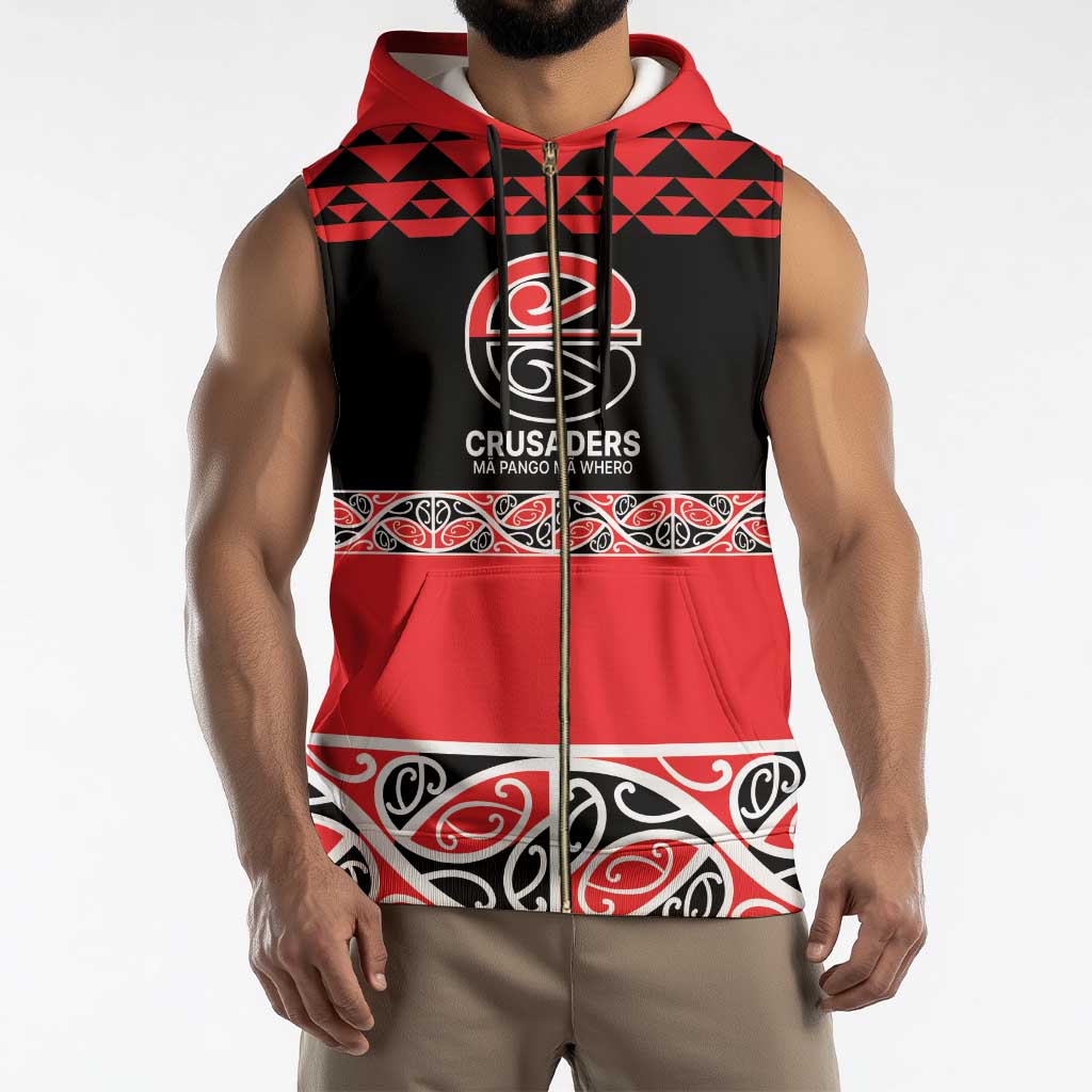 New Zealand Rugby Pacific Custom Sleeveless Zip Hoodie Whatumoana Maori Kowhaiwhai Pattern - Polynesian Pride
