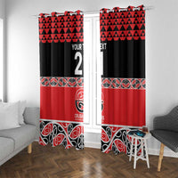 New Zealand Rugby Pacific Custom Window Curtain Whatumoana Maori Kowhaiwhai Pattern