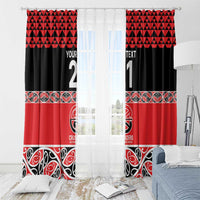 New Zealand Rugby Pacific Custom Window Curtain Whatumoana Maori Kowhaiwhai Pattern