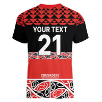 New Zealand Rugby Pacific Custom Women V-Neck T-Shirt Whatumoana Maori Kowhaiwhai Pattern
