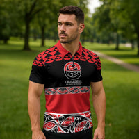 New Zealand Rugby Pacific Custom Zipper Polo Shirt Whatumoana Maori Kowhaiwhai Pattern - Polynesian Pride