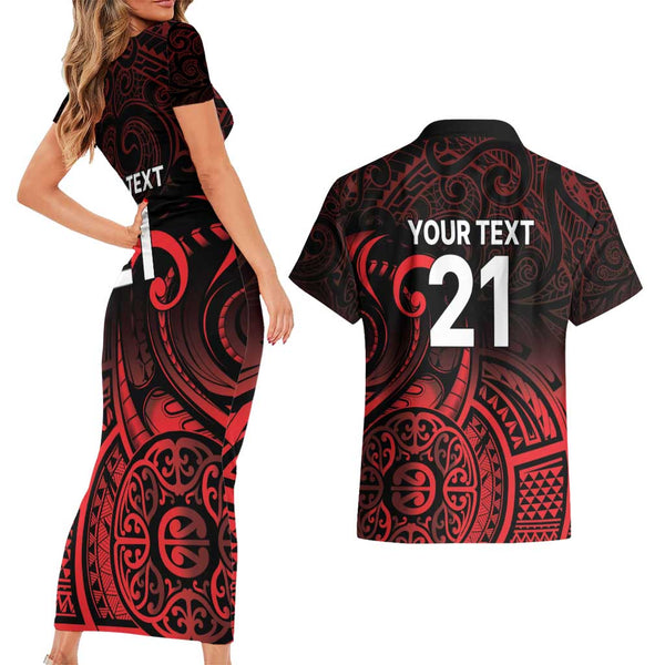 Polynesian Sunset Plumeria Couples Matching Short Sleeve Bodycon Dress and Hawaiian Shirt Pacific Island Tribal Purple Style LT9 main image 1