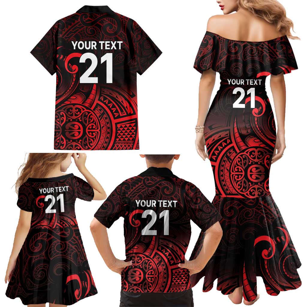 New Zealand Rugby Pacific Custom Family Matching Mermaid Dress and Hawaiian Shirt Whatumoana Maori Tribal Tattoo
