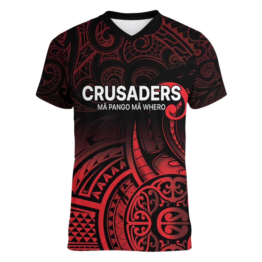 New Zealand Rugby Pacific Custom Women V-Neck T-Shirt Whatumoana Maori Tribal Tattoo
