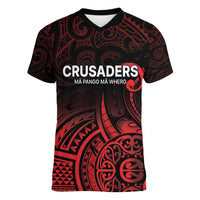 New Zealand Rugby Pacific Custom Women V-Neck T-Shirt Whatumoana Maori Tribal Tattoo