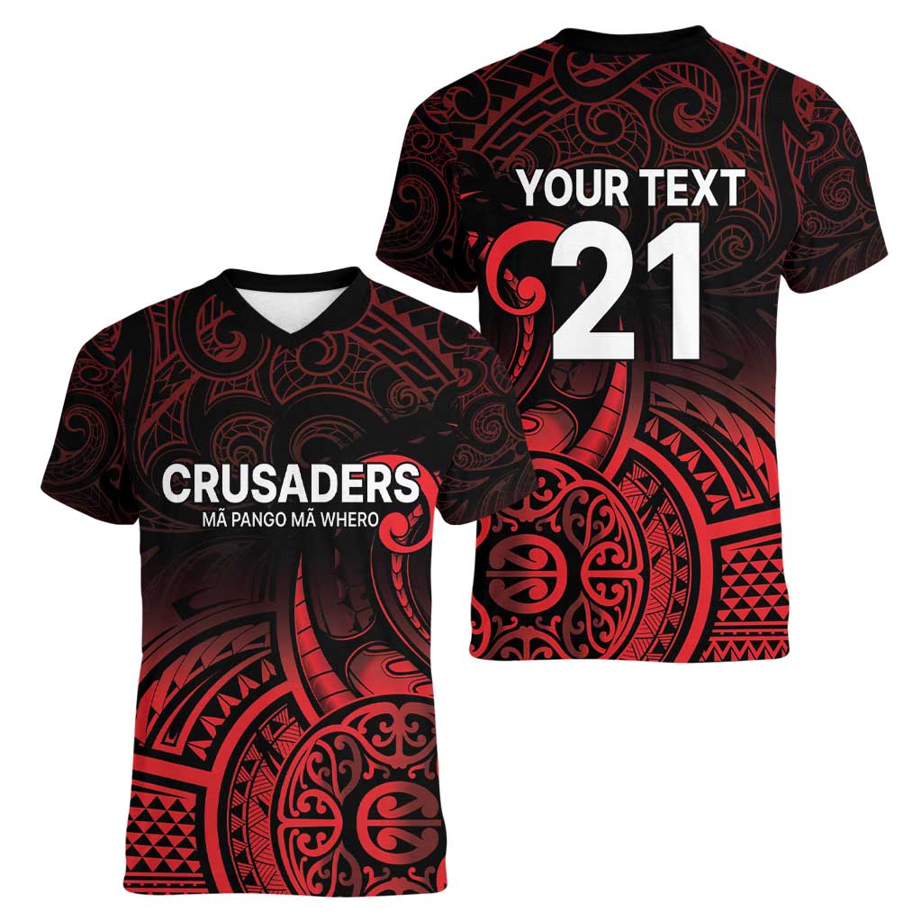 New Zealand Rugby Pacific Custom Women V-Neck T-Shirt Whatumoana Maori Tribal Tattoo