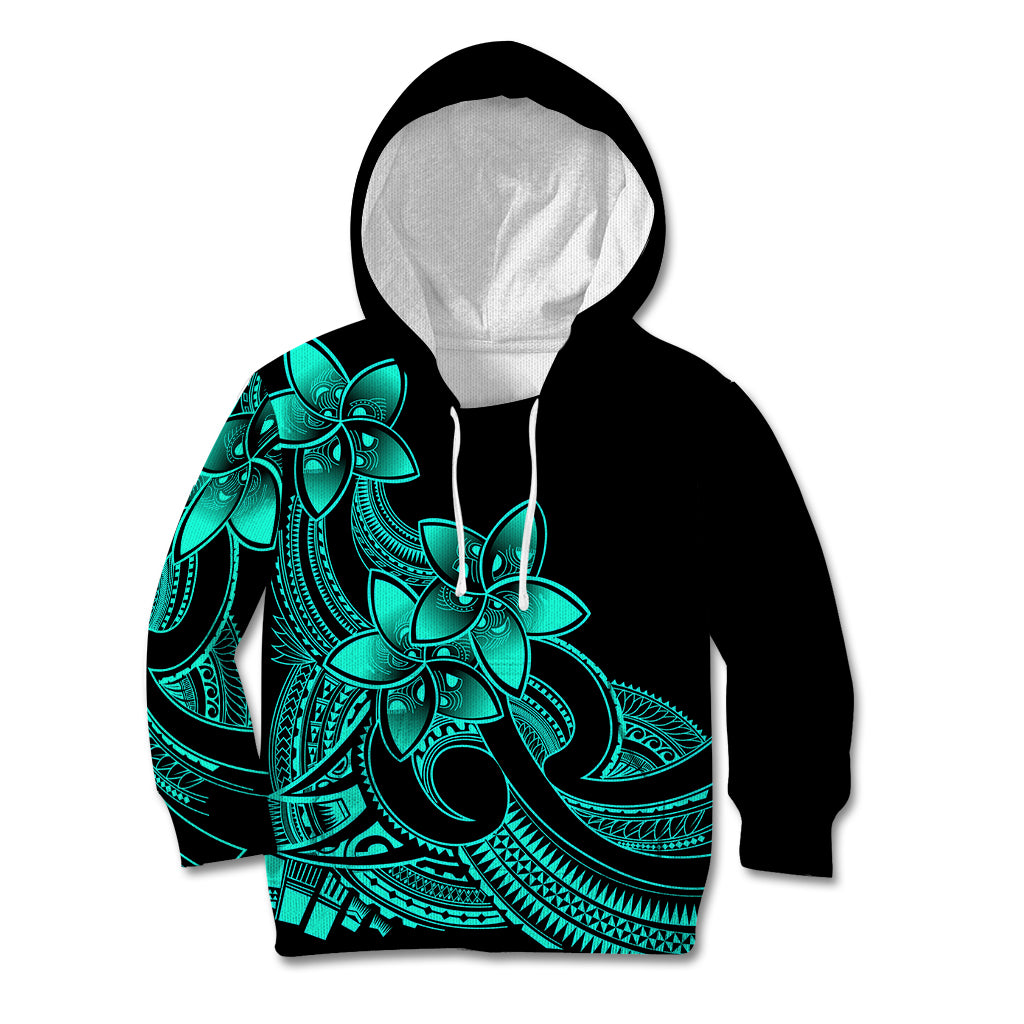 Polynesian Pride Plumeria Flowers Kid Hoodie Polynesian Tribal Aqua Vibe LT9 Hoodie Aqua - Polynesian Pride